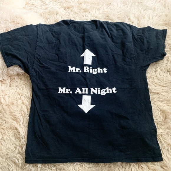 Funny Tee Plus Size Mr. Right & Mr. All Night 3X black White - Picture 4 of 8